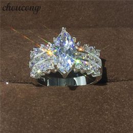choucong Handmade Jewelry Marquise Cut 5ct Diamonique Cz 925 sterling Silver Engagement Wedding Band Ring For Women men Gift2264