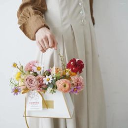 Gift Wrap 12pcs/Pack Folding Portable Flower Box 3Colors Basket Arranging Material Valentine's Day Bag