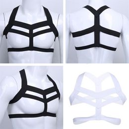 Mens Chest Harness Crop Top Elastic Body Shapers Stage Costume Gay Bondage Lingerie Halter Neck Hollow Out Nightclub Streetwear163W