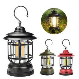 Outdoor Gadgets Outdoor Waterproof Camping Light USB Recharge Portable Tent Lanterns Battery Retro Lamp for Party Hanging Lantern Decor Garden 231018