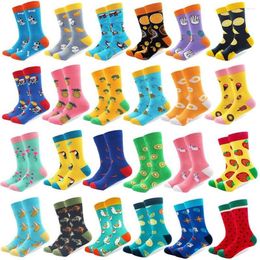 Men's Socks 20 Pairs lot Whole Creative Men's Colorful Fruit Cartoon Combed Cotton Happy Crew Wedding Gift Casual Cra257r