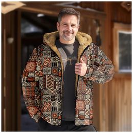 Men's Hoodies Zipper Long Sleeve Parkas Coat Jacket Paisley Pattern Casual Winter For Men/Women Clothing Sweatshirt Outerwear