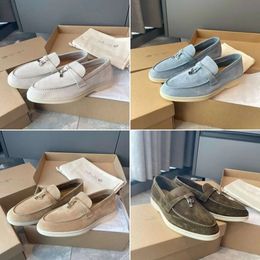 2023 Designer Men Women Casual Shoe loro pianas Black Brown Blue Red Summer Suede Walk leisure shoes Charms Outdoor Runner Sneaker LoroPiana Size 36-45