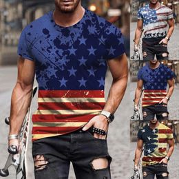 Men's T Shirts Day Printing Fashion Neck Round Short Summer Casual Shirt Mens 3D Independence Sleeve Top Digital Men