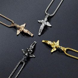 Pendant Necklaces Necklacess Mens Angel Boy Stainless Steel Gold Chain Necklace 2021 Jewellery On The Neck Amulet Gift For Male Acce205D