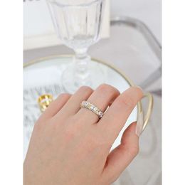 Designer high quality jewelryNew style mix and match with diamond and zircon contrasting ring for women exaggerated and versatile cross strap ring for women