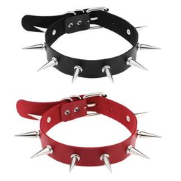 Punk Harajuku Choker Emo Spike Collar Female Women Men Leather Studded Rivets Grunge Necklace egirl Goth Jewelry Accessories256z