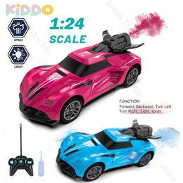 Electric RC Car 1 24 RC Drift Stunt with Spray Light Remote Radio Controlled Children s Competitive Racing and Trucks Toys for Boys 231017
