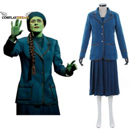 Musicial Wicked Cosplay Elphaba Costume Blue Dress Coat Jacket Winter Suit Adult Women Halloween Carnival Cosplay CostumeCosplay