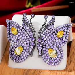 Dangle Earrings Luxury Gorgeous Sparkly Butterfly For Women Bridal Wedding Party Jewellery Trendy Charm Style Top Quality Accessories