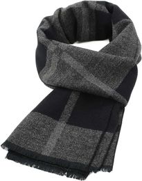 American Trends Men's Winter Warm Long Soft Scarf Plaid Fringe Scarf Men's Soft Classic Scarf