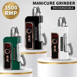 Nail Manicure Set 35000RPM Portable Electric Drill Machine Rechargeable With HD Display Low Noise Art Salon Tools for Home 231017