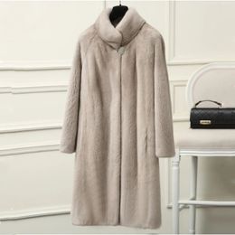 Womens Fur Faux Fashion Mink Whole Women Long Coat with Collar 100% Real Natural Winter Thick Slim Warm Female Jacket 231018