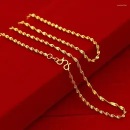 Chains Nareyo Women's Necklace 24k Gold Colour 2MM45CM Water Wave Easy-hook FAshion Jewellery Trendy Engagement Gift
