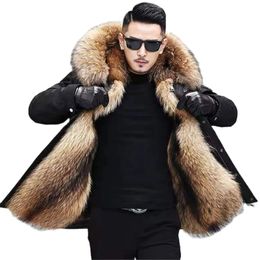 Men's Down Parkas Winter Top Parka Men Thick Cotton Coat Big Fake Fur Raccoon Hooded To Keep Warm For Russian Jacket Clothing 231017