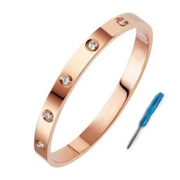 316L stainless steel Bracelet Bangle color diamond bracelet with screwdriver and original box screw never lose Love Gift304W