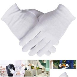 Cleaning Gloves 12 Pairs White Cotton For Dry Hands Moisturising Eczema Inspection Work Serving Washable Stretchable Cloth 230809 Dr Dhxkq