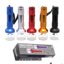 Herb Grinder Portable Aluminum Metal Electric Tobacco Crusher Crank Chopper Fine Torch Shape Assorted 5Colors Drop Delivery Home Gar Dhtf0