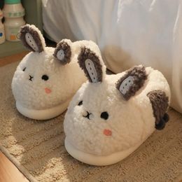 Slippers Winter Bunny Fluffy Woman Home Indoor Fur Furry Slipper Women Cute Rabbit Ear Flat Female House Warm Plush Shoes 231017