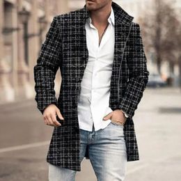 Men's Wool Blends Vintage Plaid Printed Jacket Coat Men Fall Winter Fashion Single Breasted Lapel Jackets Classic Slim Long Sleeve Outerwear 231017