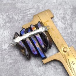 Pendant Necklaces 10Pcs Titanium Colour Irregular Faceted Polishing Purple Clear Crystal Free Form Graduated Point Handmade PM29792