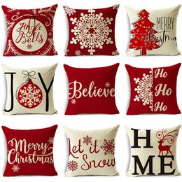 Cushion Decorative Pillow Merry Christmas Throw Covers 40 45 50cm Swedish Tomte Zigzag Reindeer Red Pillowcase for Sofa Couch Home Decor 231017