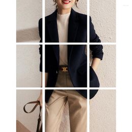 Women's Jackets Style Suit Fashionable Urban Navy Blue High Frequency Easy To Wear Wool Coat For Women