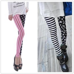 Womens Leggings Woman Jeggings Elastic Stripe Star Print Fashion Cropped Trousers leggins Pencil Pants L1071 231018