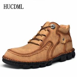 Boots Men Hightop Leather Casual Shoes for Outdoor Sports Nonslip Hiking Ankle Big Size 47 48 231018