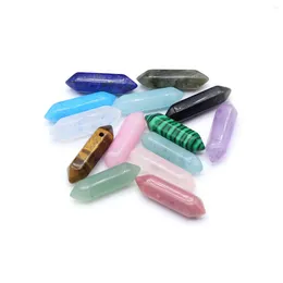 Pendant Necklaces 10 Pcs Hexagonal Cone Shape Random Healing Natural Crystal Stone Pendants Agate Charms For Making Jewelry Necklace Gift