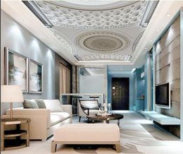 Ceiling silk Wall Mural Wallpaper 3D three-dimensional European embossed pattern ceiling