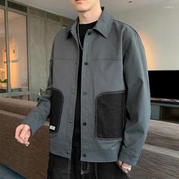 Men's Jackets Grey Green Black Dark 2023 Spring And Autumn Lapel Jacket Slim Top Casual Thin Coat 4XL