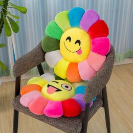 Colorful Sunflower Petals Plush Toy Floor Stand Cushion Doll Expression Pack Waist Rest Doll Throw Pillow