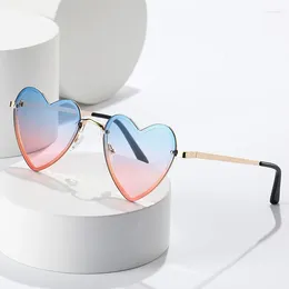 Sunglasses YOOSKE Heart Shaped Decorative Female Metal Trendy Sun Glasses Women Fashion Love Sunglass UV400 Shades