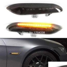 2X Amber Led Side Marker Turn Signal Light For E90 E91 E92 E93 E46 E53 X3 E83 X 1 E84 E81 E82 E87 E88 Smoke Lens Black Style Arrive Dhslo