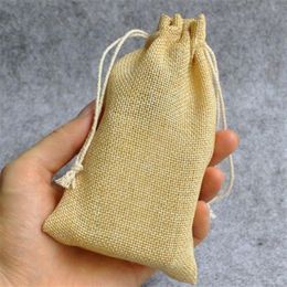 Jute Flax Linen Gift Bags 7x9cm 9x12cm 12x17cm pack of 100 Ring Earring Necklace Bracelet Jewelry Drawstring Pouch Party Candy Sac2314