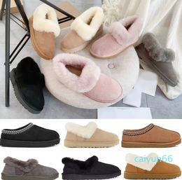 Australia Slippers Chestnut Fur Slides Sheepskin Shearling bootiesClassic Mules Women Men Ultra Mini Platform Boot Suede Upper Boots