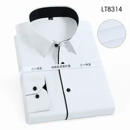 Men's Casual Shirts Spring And Autumn Long Sleeve Shirt Trim Business Solid Color Blue White Underwear Blouse Fir For Men