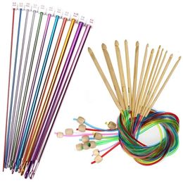 Craft Tools 23 Pieces Tunisian Crochet Hooks Set 310 Mm Cable Bamboo Knitting Needle With Bead Carbonised Hook 231017