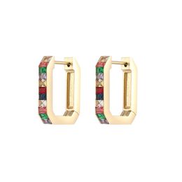 Fashion Stainless Steel Rectangle Hoop Earrings For Women Korean Geometry Oval Colourful CZ Zircon Punk Piercing Earring Jewellery