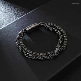 Link Chain Man Jewlery Bracelets Store 220 11mm Stainless Steel Retro Black Double Layer Bracelet Men JB119218-KFC189g