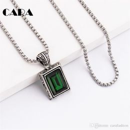 New Arrival Chic 316 stainless steel men necklace pendant Big square crystal hip hop punk necklace for men jewelry CAGF0219201d