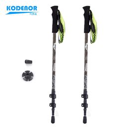 Trekking Poles 2pcs KODENOR Walking Stick Carbon Cane 3 Sections EVA Straight Grip Handle Alpenstocks Outdoor Hiking Mountain-climbing 231018