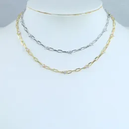 Chains Paper Clip Necklace Paved 5A Zircon White Stone With Gold Silver Colour Chain Necklaces For Women Chocker Party Fashion Jewellery
