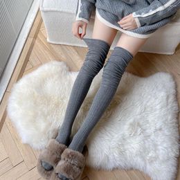 Women Socks Autumn Winter Knee-socks Splicing Stockings High Tube For Skin-friendly Thermal Hosiery Preppy Style Casual Sock