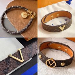 Designers Mens Womens Bracelets Bangle Luxury Designer Jewelry Faux Leather 18K Gold Plated Stainless steel Bracelet Womens Weddin309d