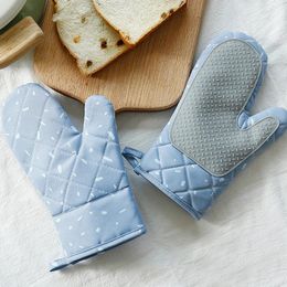 Oven Mitts 1 Pair Microwave Glove BBQ Oven Baking Pot Mitts Cooking Heat Resistant Kitchen Mittens 231018