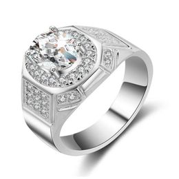 2017 New Arrival Luxury Jewellery 925 Sterling Silver Ovial Pave White Topaz Gemstones CZ Diammon Men Ring for Lover'S Gift Siz2642
