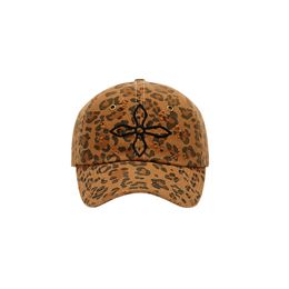 Fashion Cross Flower Embroidery Designer Ball Caps Couple casquette Outdoor Vacation Sports Leopard Print Adjustable Size cap