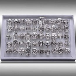 20pcs Skull Ring Punk Vintage Skeleton Rings Gold Black Mens Mixed Rings Jewellery Whole Lots Party Gift 211012175t
